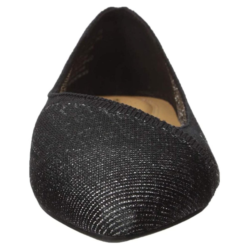 NEW Hush Puppies Sadie Knit Asymmetric V Cut Silver Shimmer Metallic Ballet Flat - Picture 6 of 10